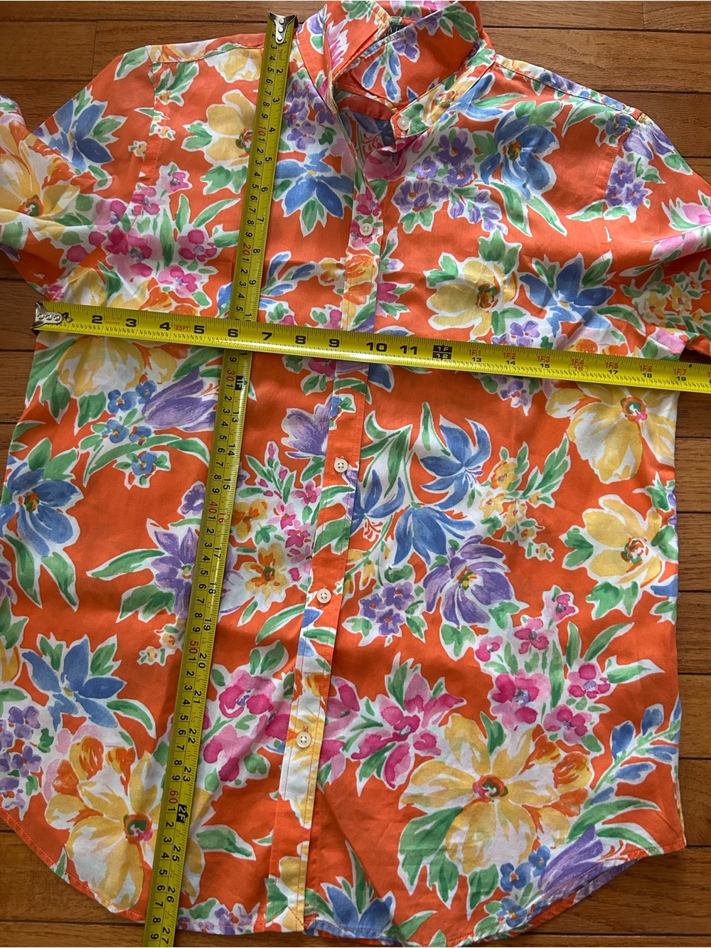 Lauren Ralph Lauren Orange Floral Cotton Button-Down Blouse Size M NWOT - Picture 6 of 6